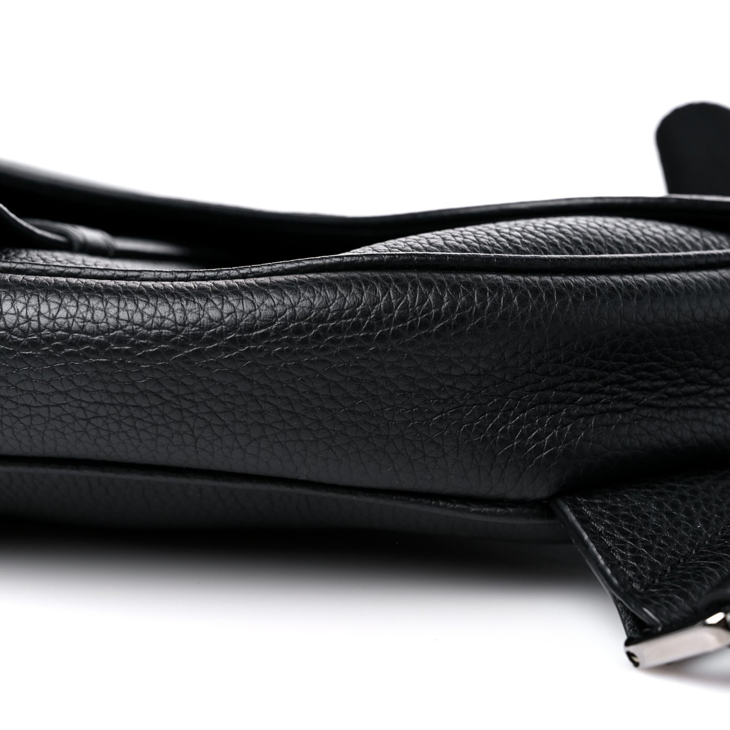 X SHAWN STUSSY Grained Calfskin Saddle Bag Black