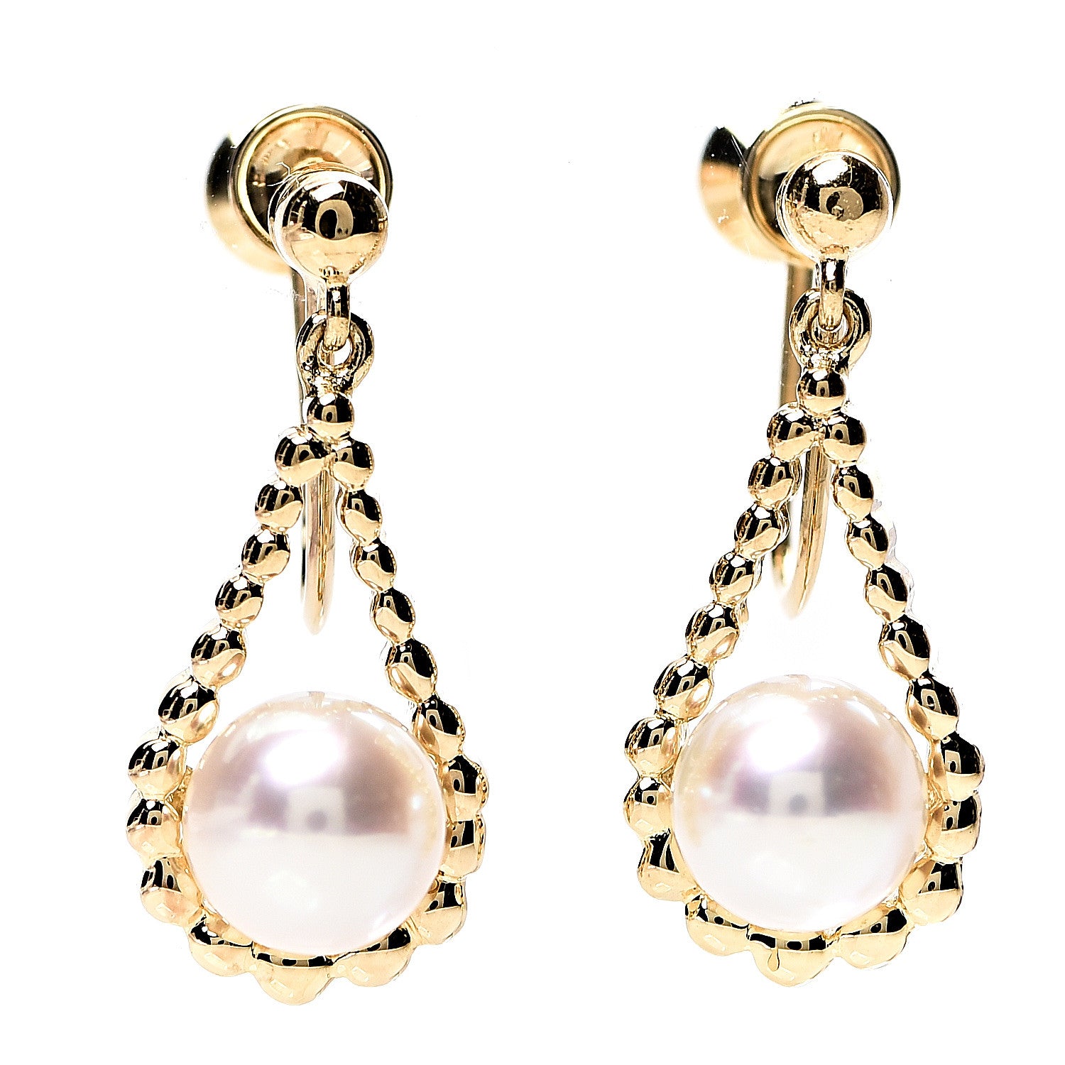 Mikimoto 18K Yellow Gold Akoya Pearl 6mm Screw Back Earrings 1 of 4
