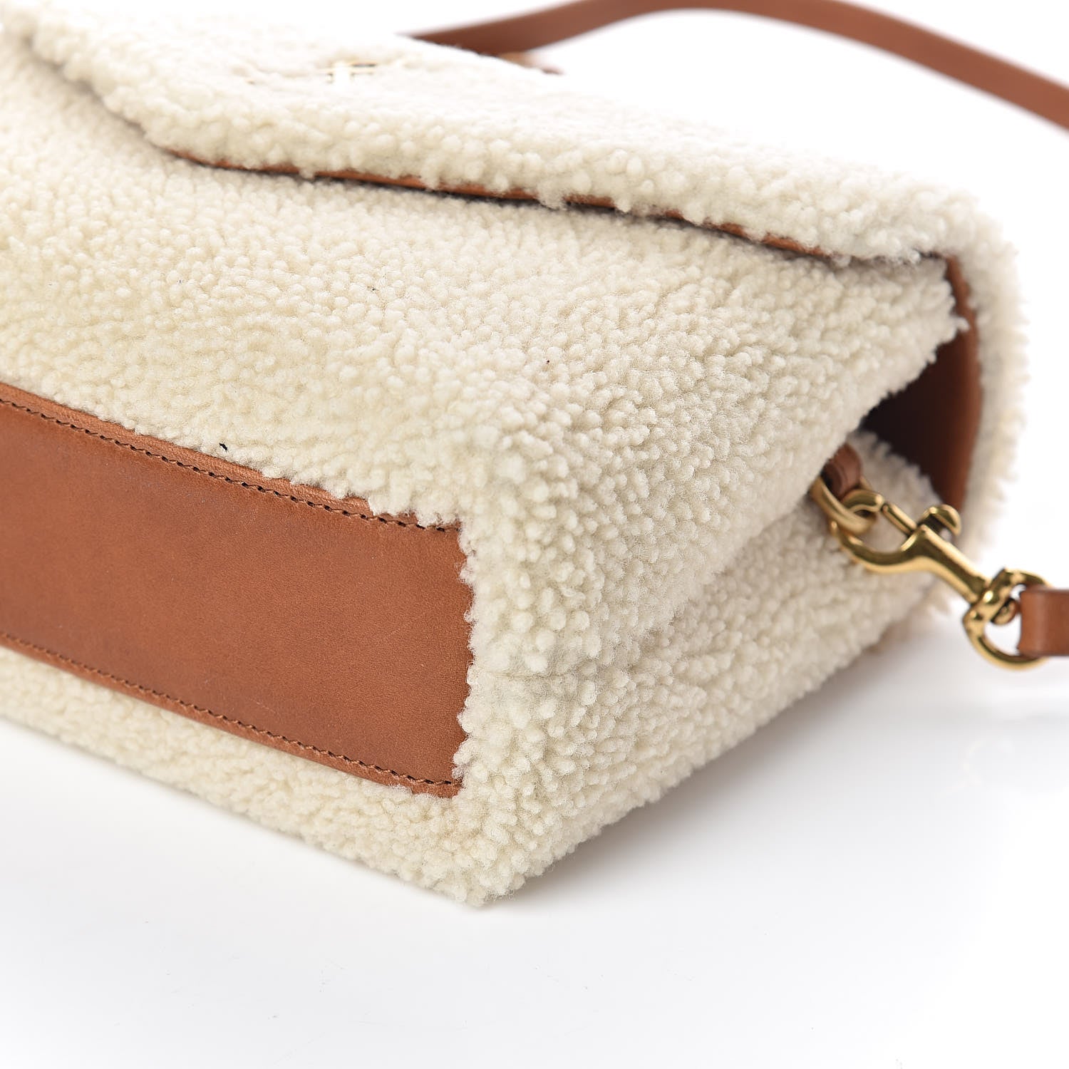 Saint Laurent Shearling Toy Loulou Shoulder Bag Natural 8 of 10