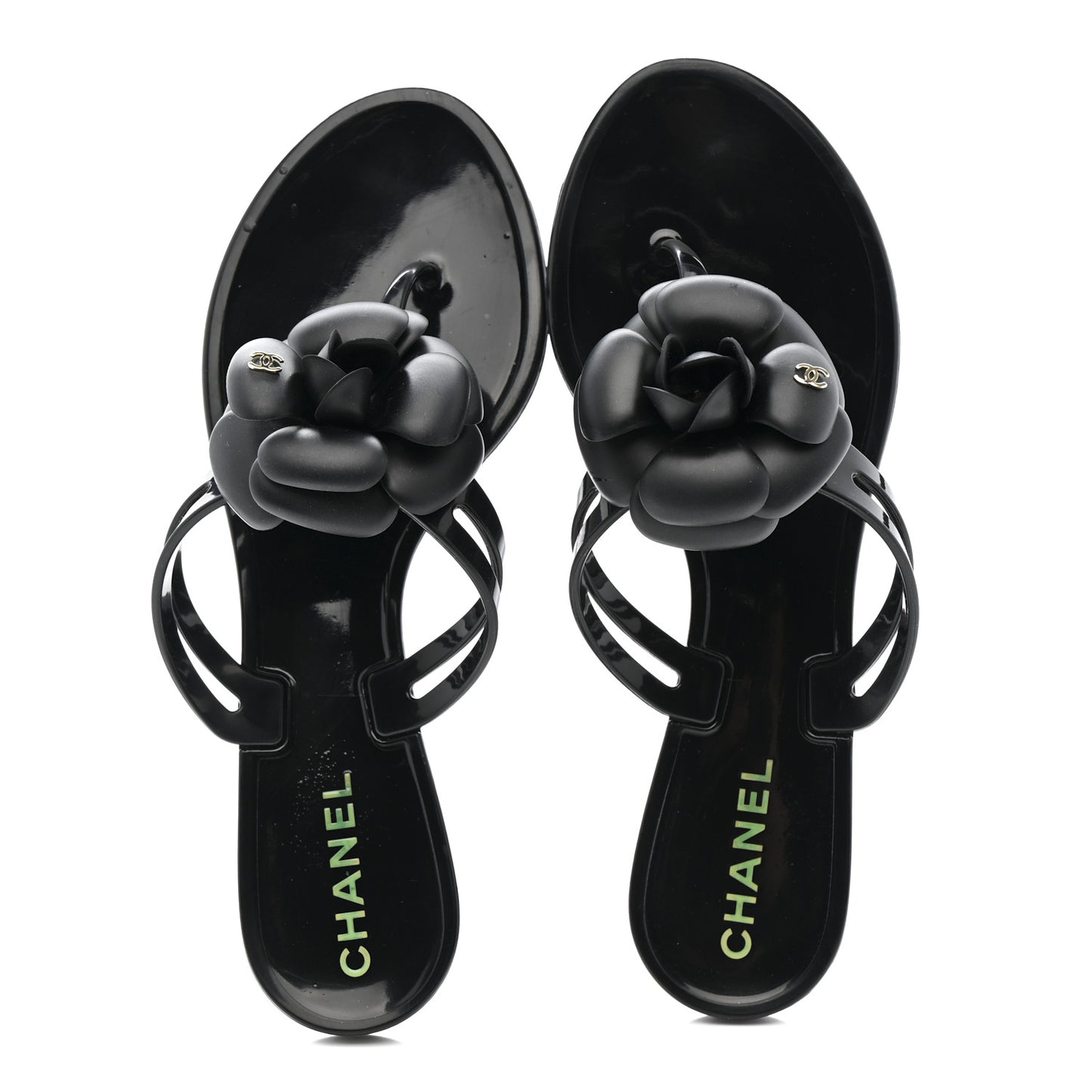 Jelly Camellia Thong Sandals 37 Black