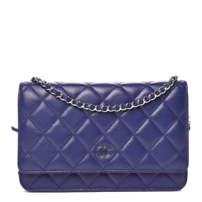 Chanel Lambskin Quilted Wallet On Chain WOC Dark Blue 1 of 11