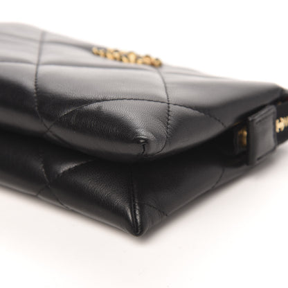 Chanel Shiny Goatskin Quilted Small Chanel 19 Pouch With Handle Black 10 of 11