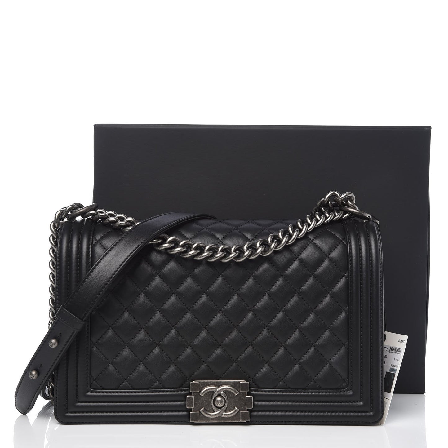 Calfskin Quilted New Medium Boy Flap Black