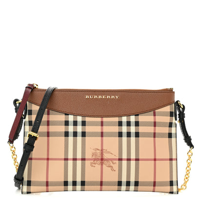 Burberry Haymarket Check Peyton Crossbody Clutch Bag Toffee 1 of 10