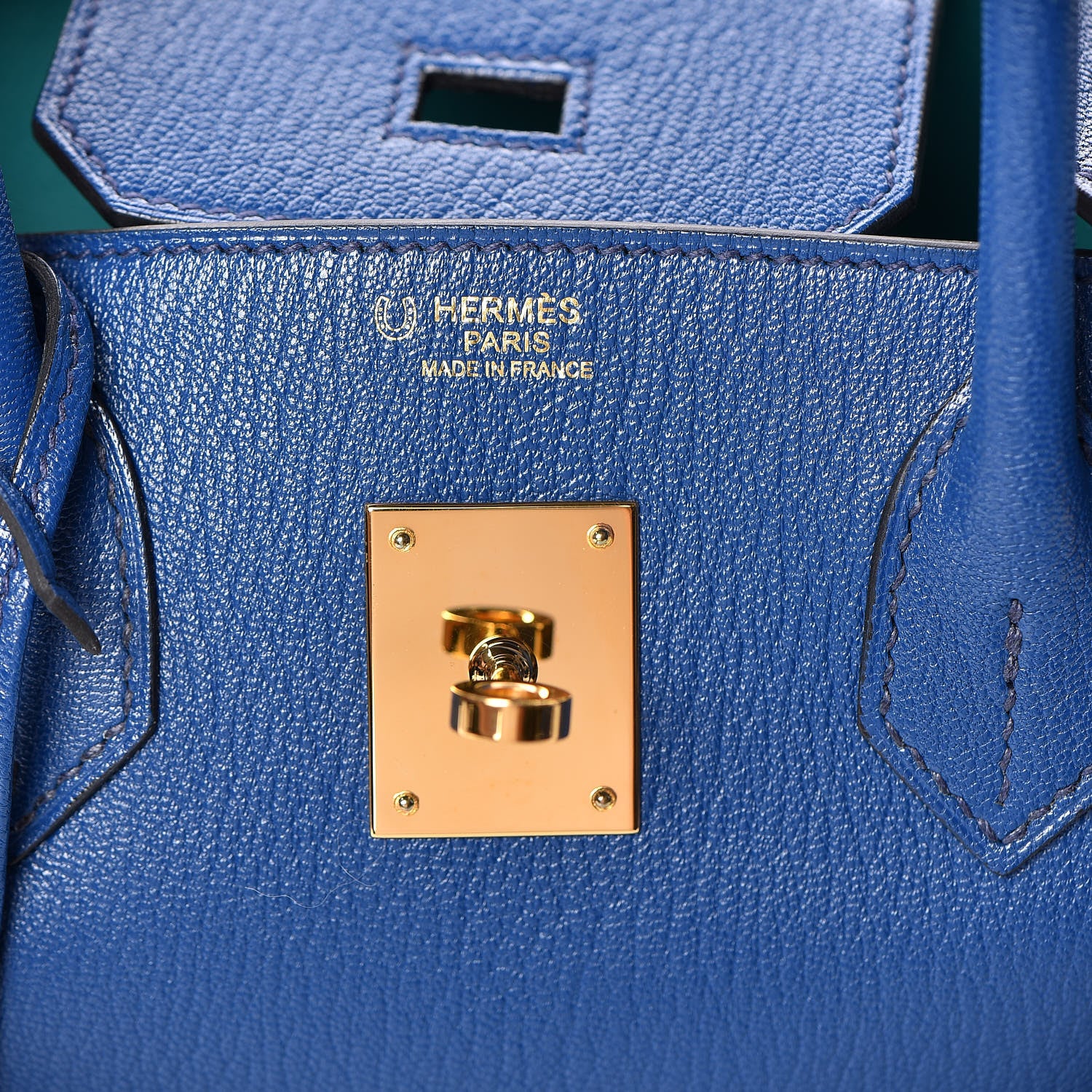 Hermes Chevre Mysore Bi-Color Horseshoe Birkin 30 Bleu Sapphire Paon 26 of 37