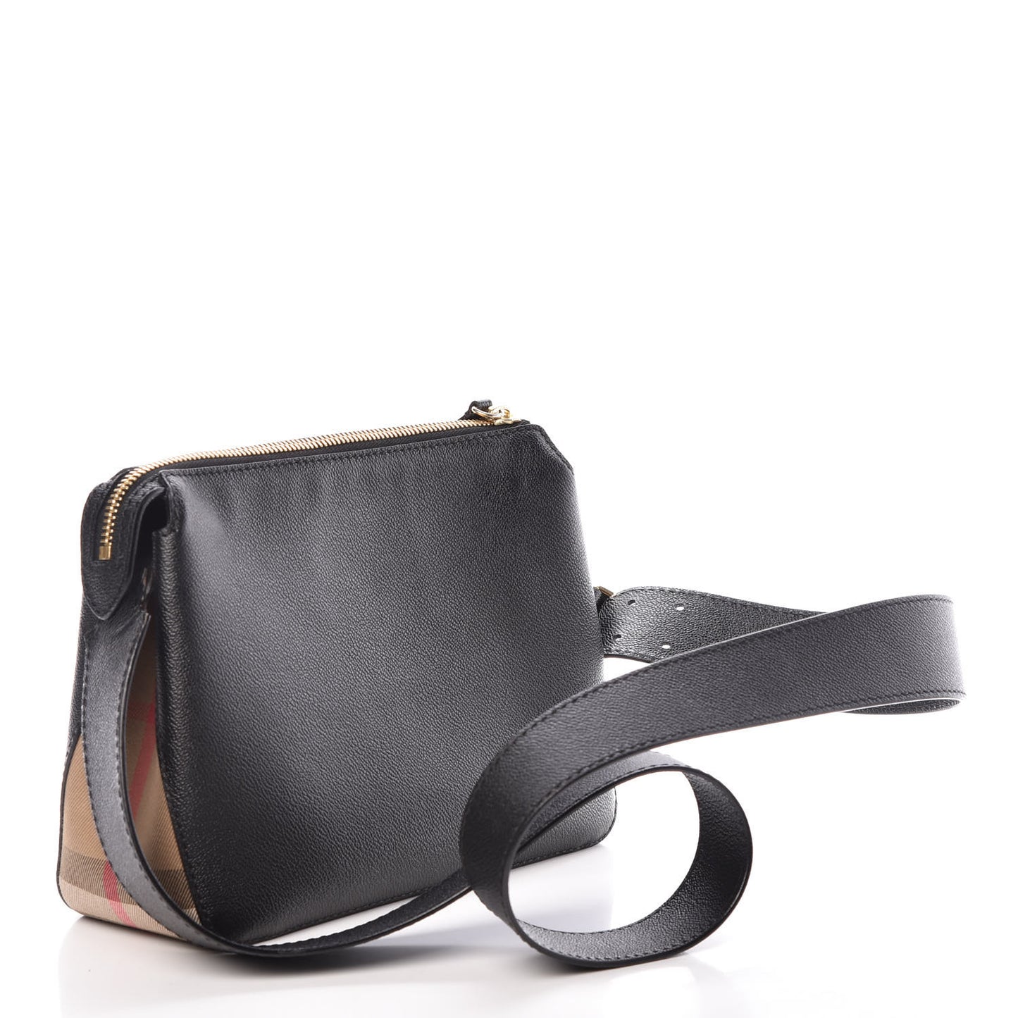 Soft Grain Calfskin House Check Small Helmsley Crossbody Black