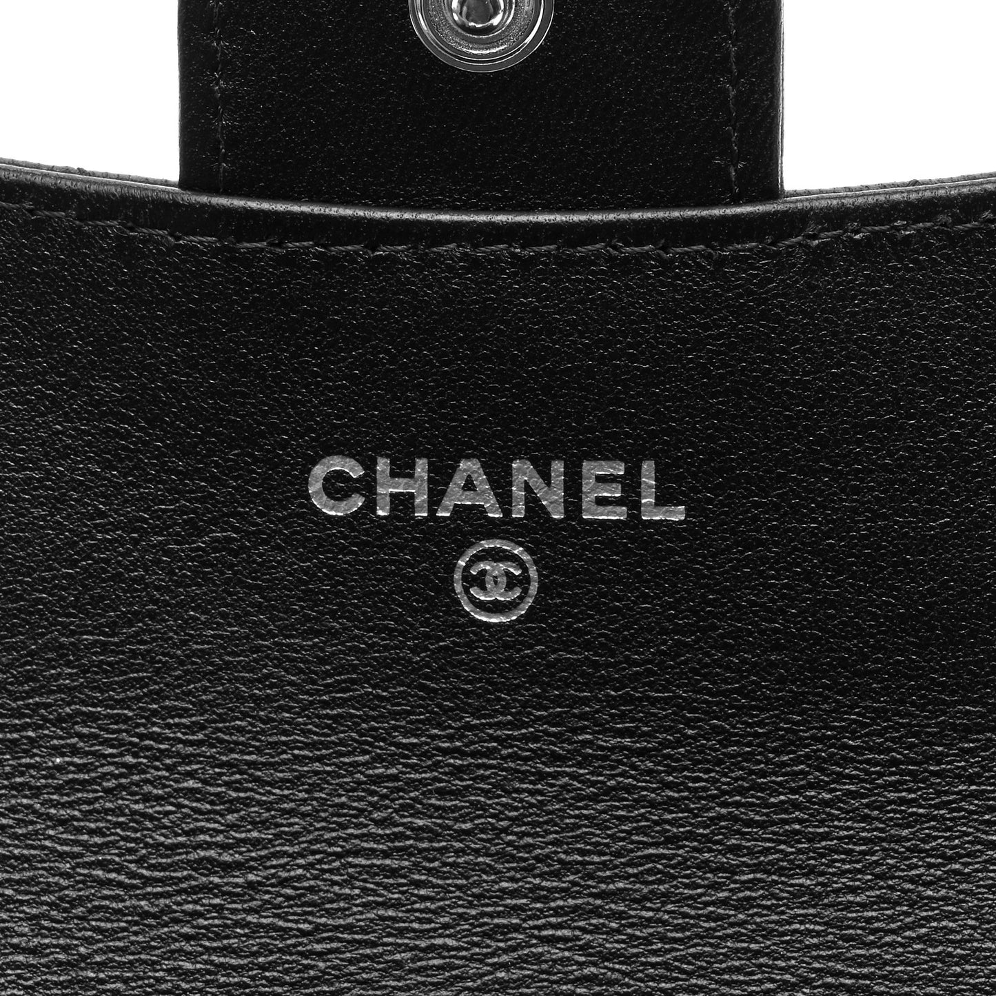 Lambskin Quilted Flap Card Holder Wallet Black
