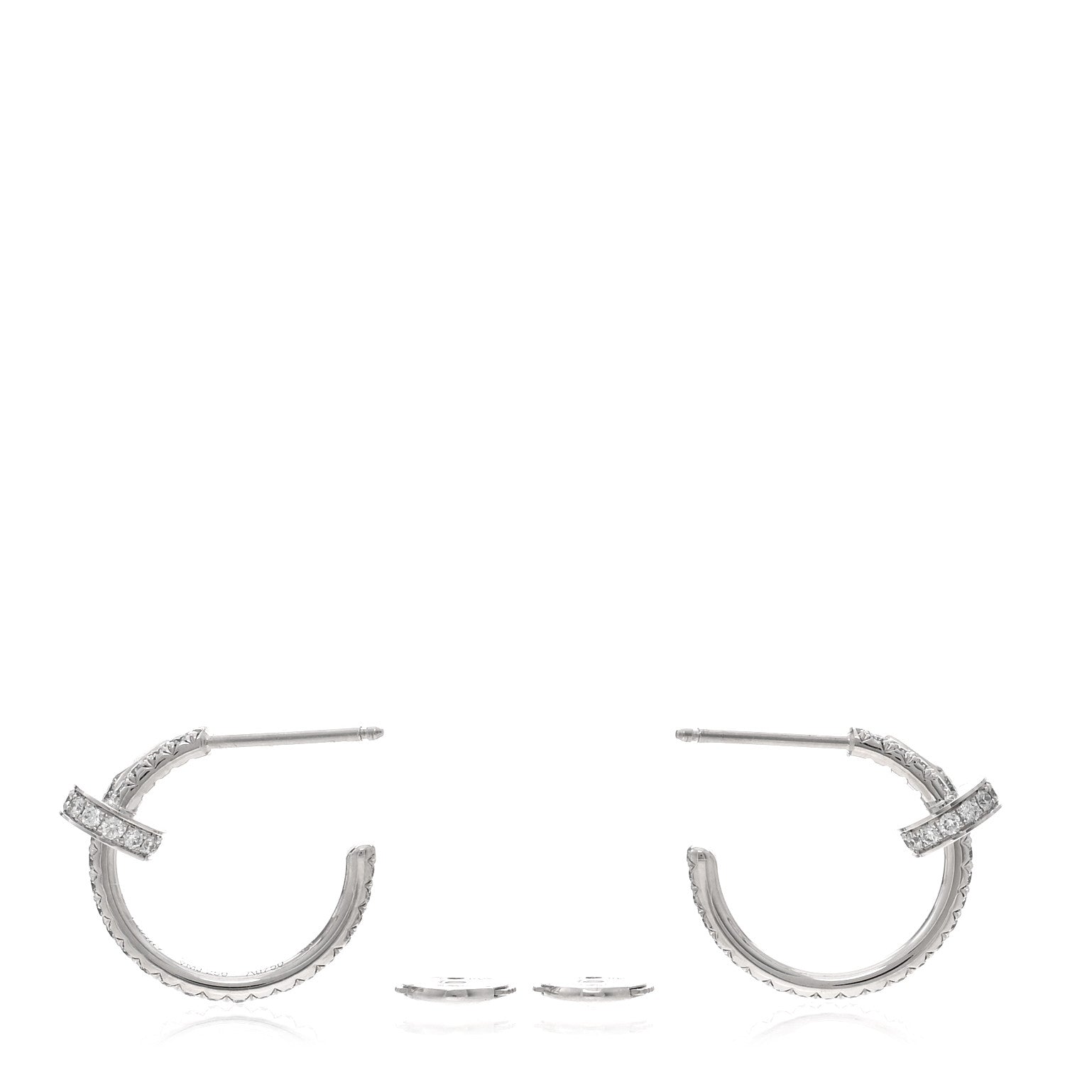 Cartier 18K White Gold Diamond Juste Un Clou Pave Hoop Earrings 3 of 5