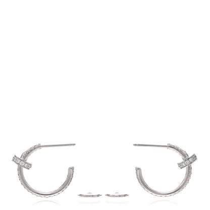 Cartier 18K White Gold Diamond Juste Un Clou Pave Hoop Earrings 3 of 5