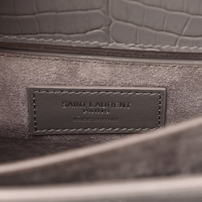 Saint Laurent Calfskin Crocodile Embossed Medium Monogram Sunset Fog 7 of 10