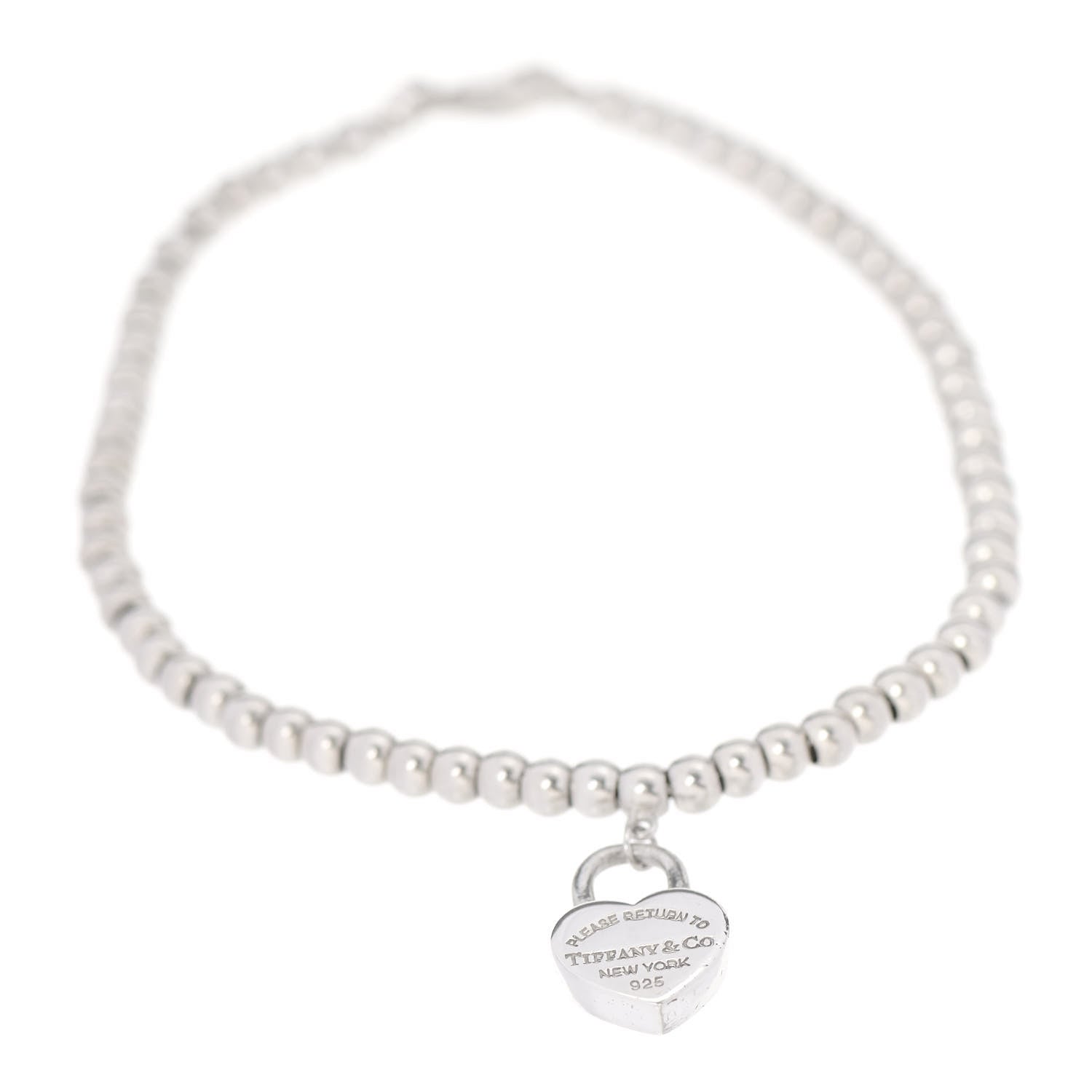Tiffany Sterling Silver 3mm Return to Tiffany Heart Lock Bead Bracelet 1 of 5