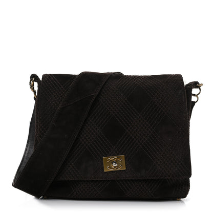 Chanel Suede Stitched CC Messenger Flap Bag Brown 1 of 9