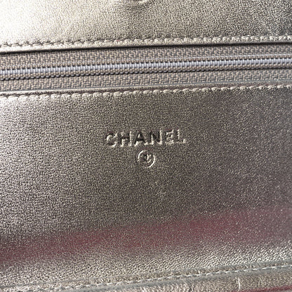 Chanel Metallic Lambskin Quilted Wallet On Chain WOC Silver 6 of 12