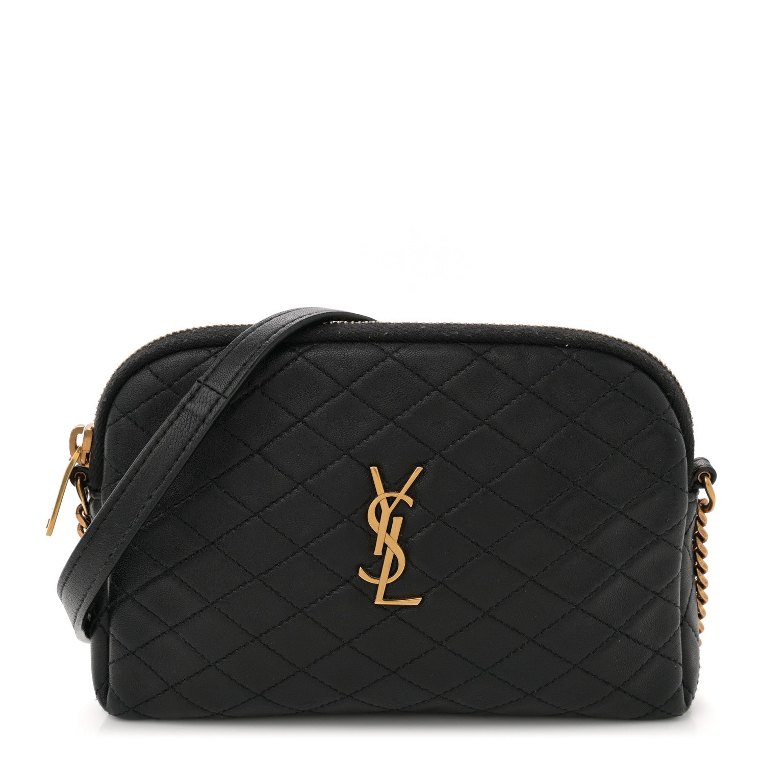 Saint Laurent Lambskin Quilted Gaby Zipped Pouch Black 1 of 12