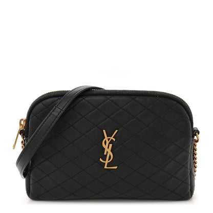 Saint Laurent Lambskin Quilted Gaby Zipped Pouch Black 1 of 12