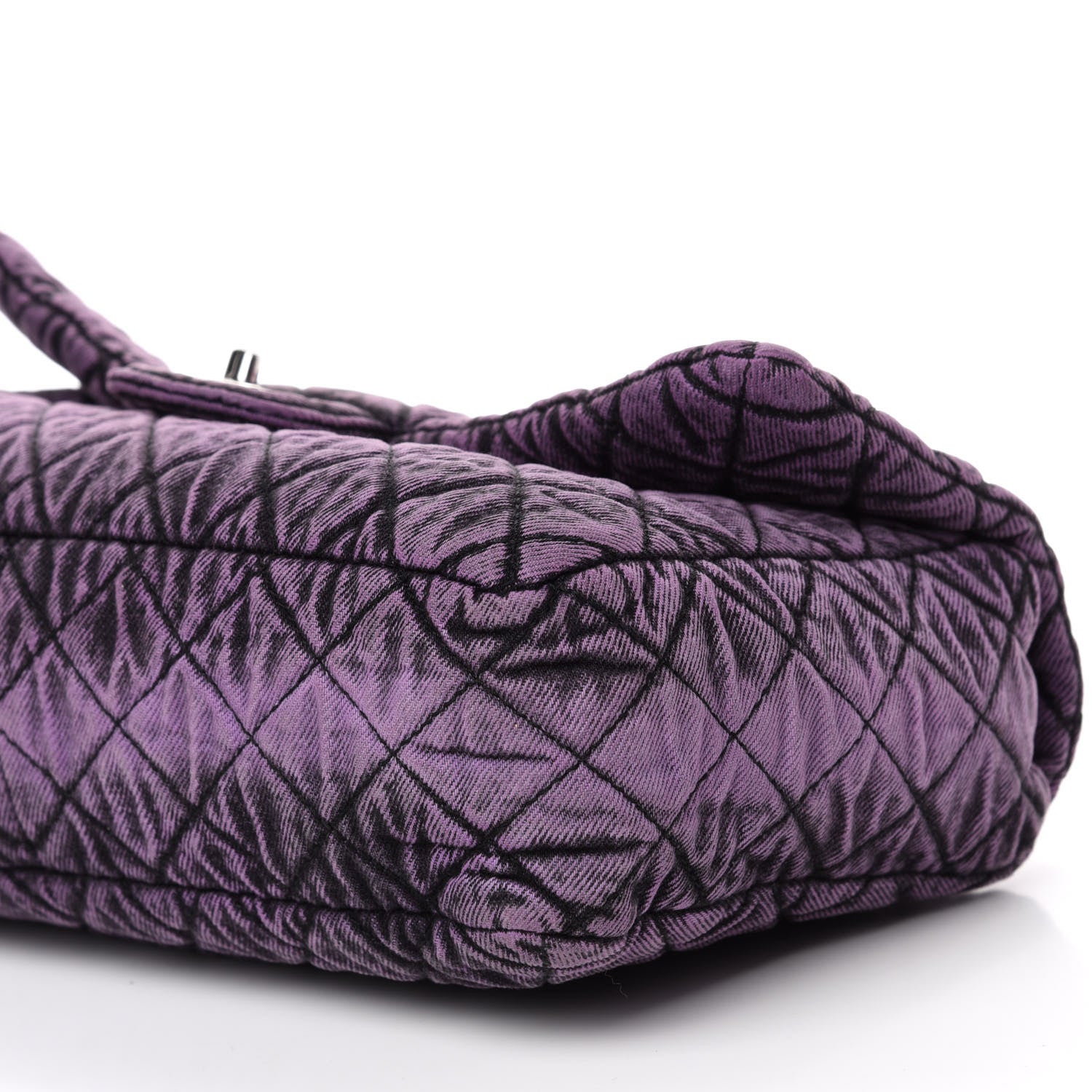 Chanel Denim Quilted Denimpression Flap Purple Black 7 of 10