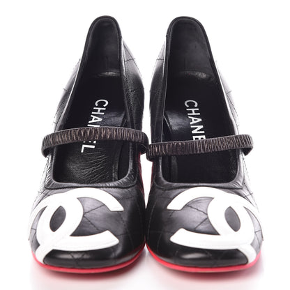 Chanel Lambskin Quilted Cambon Mary Jane Pumps 38 Black 2 of 11