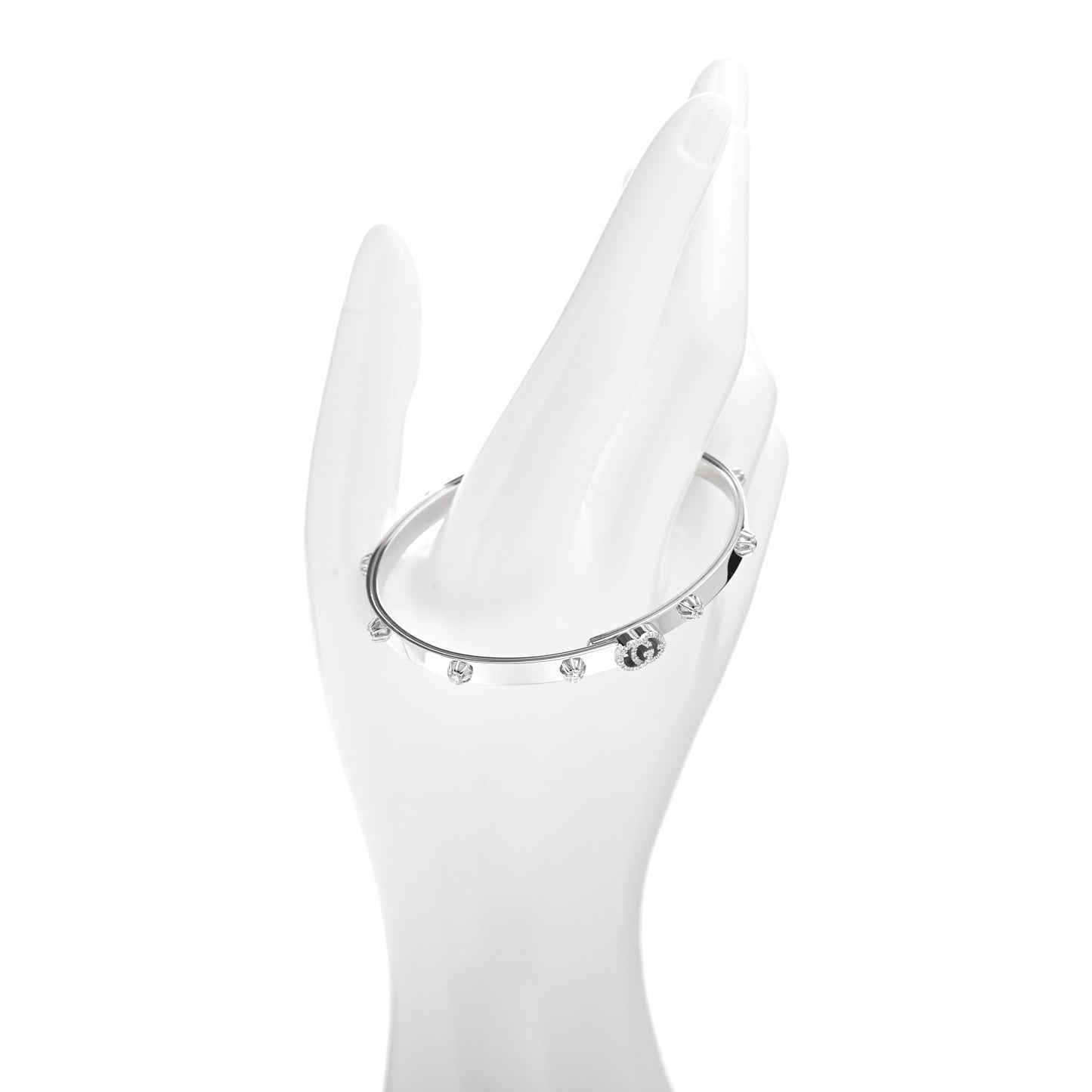 18K White Gold Diamond GG Running Bracelet