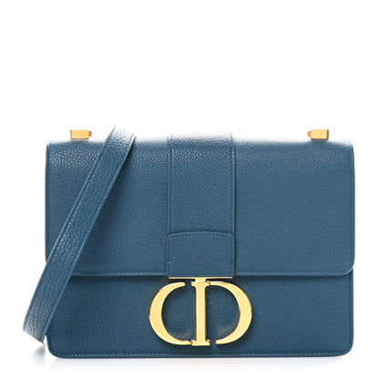 Christian Dior Grained Calfskin 30 Montaigne Flap Bag Blue 1 of 11