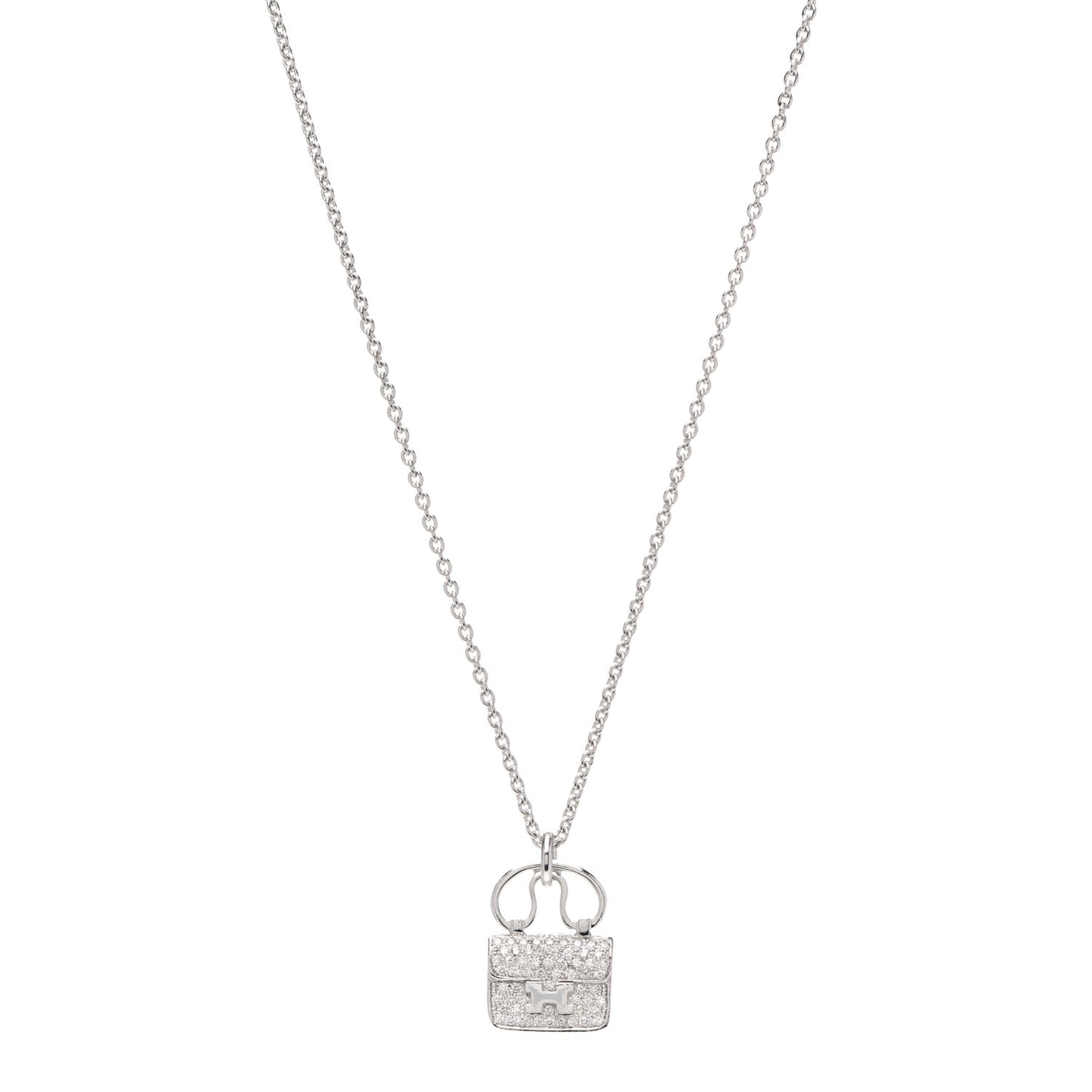 18K White Gold Diamond Constance Amulette Pendant Necklace