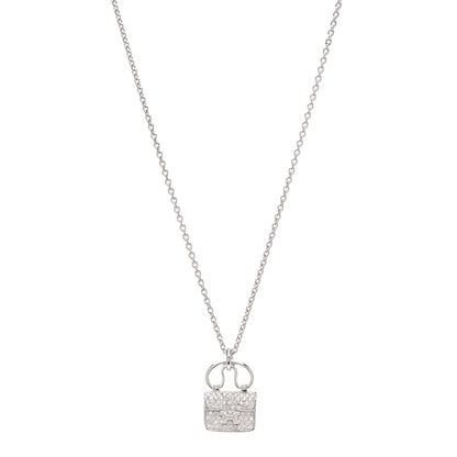 Hermes 18K White Gold Diamond Constance Amulette Pendant Necklace 1 of 6
