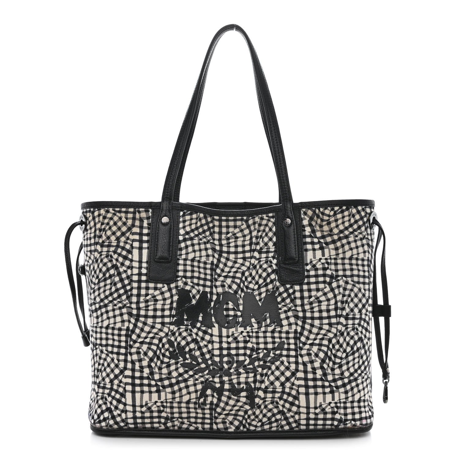 MCM Grained Calfskin Visetos Medium Liz Reversible Shopper Tote Black 10 of 17
