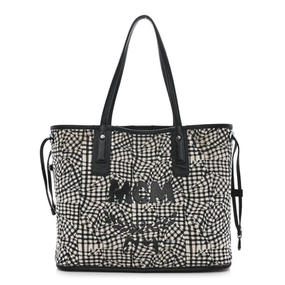 MCM Grained Calfskin Visetos Medium Liz Reversible Shopper Tote Black 10 of 17