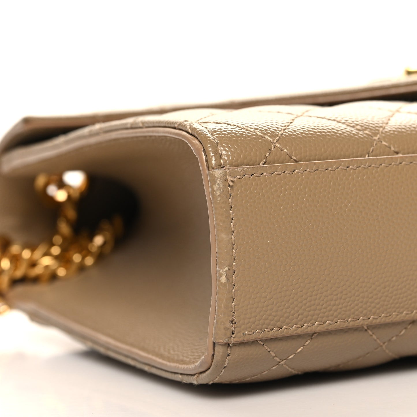 Grain De Poudre Textured Mixed Matelasse Medium Triquilt Monogram Satchel Dark Latte
