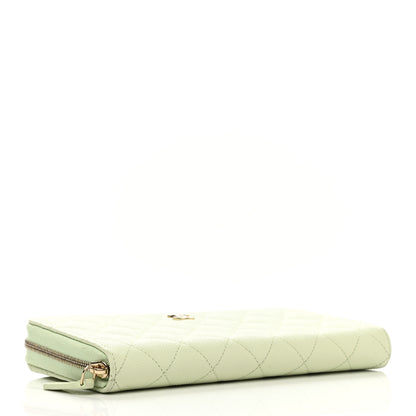 Chanel Caviar Quilted Large Gusset Zip Around Wallet Light Green 4 of 9