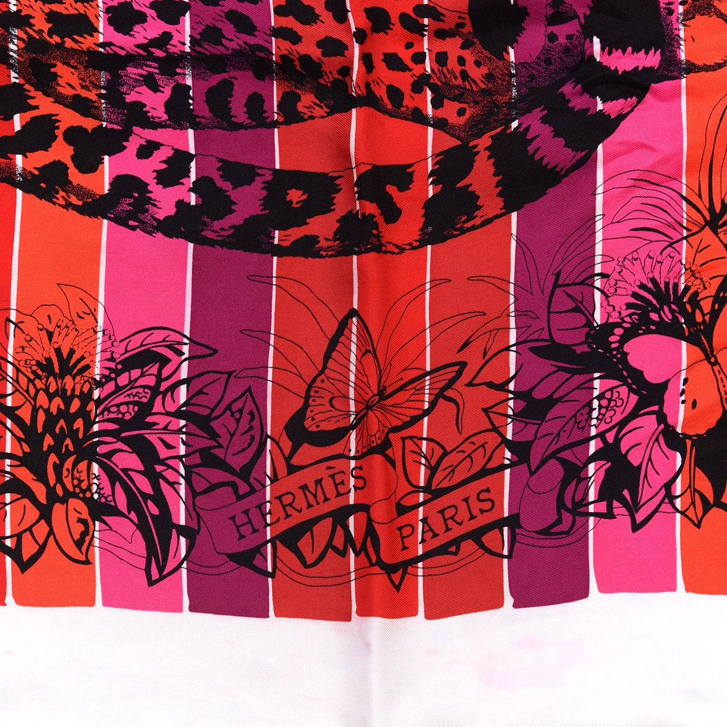 Silk Carre Jungle Love Rainbow Scarf 90 Rose Vert Jaune