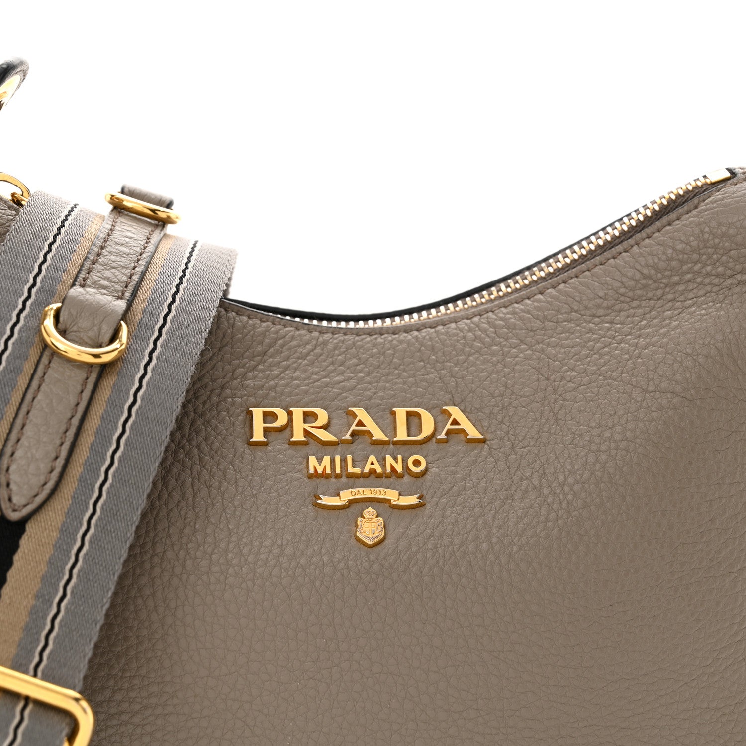 Prada Vitello Phenix Zippered Messenger Hobo Argilla 8 of 13