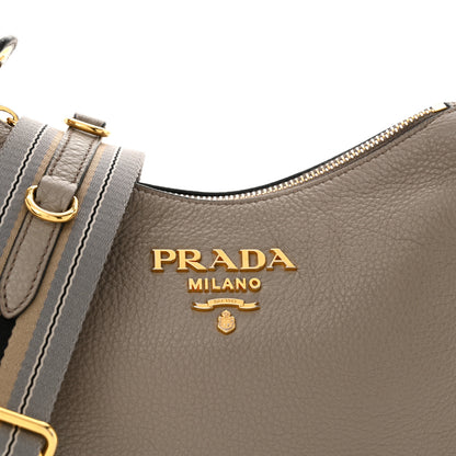 Prada Vitello Phenix Zippered Messenger Hobo Argilla 8 of 13