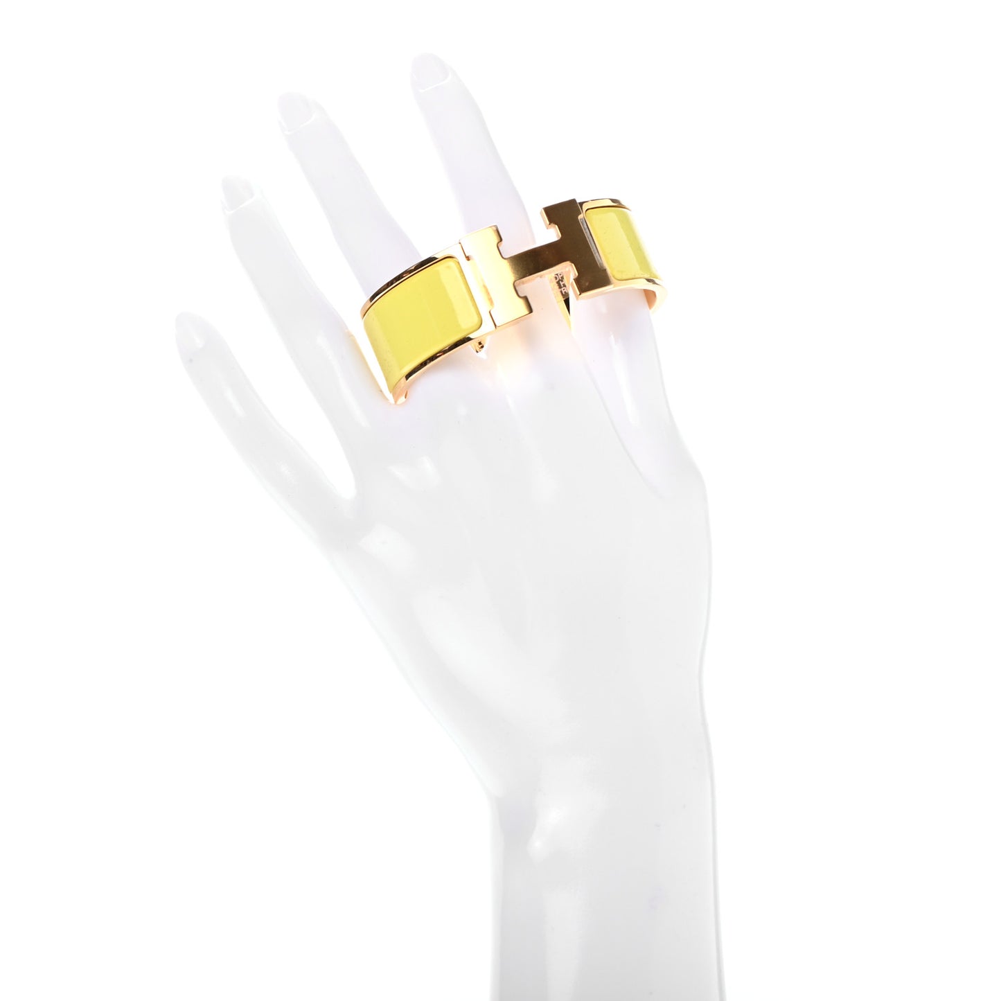 Enamel Wide Clic Clac H Bracelet PM Jaune Citron