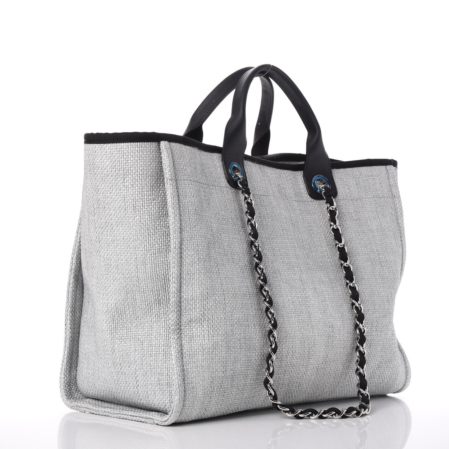 Woven Straw Raffia Large Deauville Tote Grey