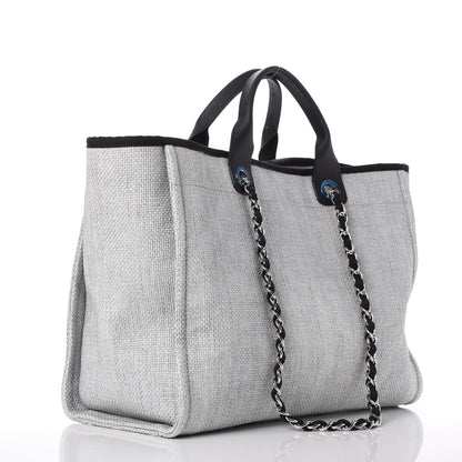 Chanel Woven Straw Raffia Large Deauville Tote Grey 3 of 11