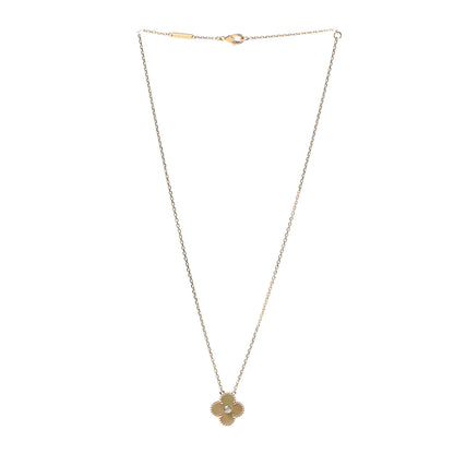 Van Cleef & Arpels 18K Yellow Gold Diamond Yellow Mother of Pearl Vintage Alhambra Pendant Necklace 3 of 8
