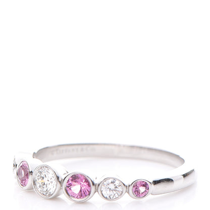 Tiffany Platinum Diamond Pink Sapphire Jazz Ring 52.5 6.25 3 of 8