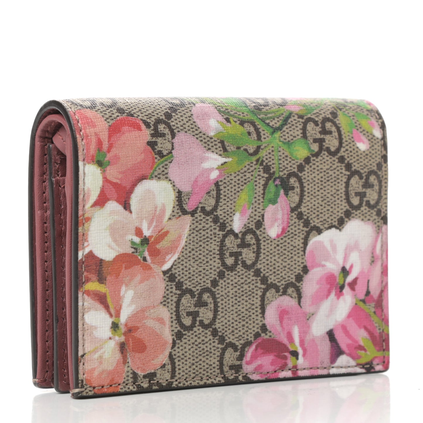 GG Supreme Monogram Blooms Card Case Beige Multicolor Dry Rose