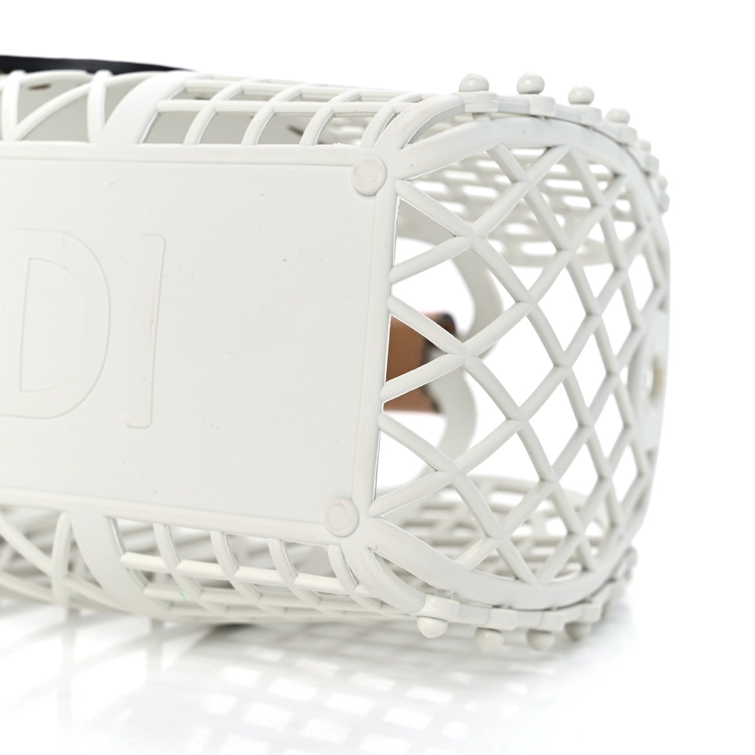 Fendi Recycled Plastic Vitello Liberty Matte Small Fendi Basket White Ice Miele Scuro 10 of 10