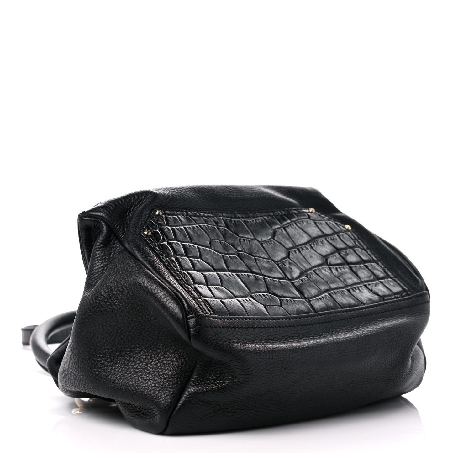 Calfskin Crocodile Embossed Small Pandora Black