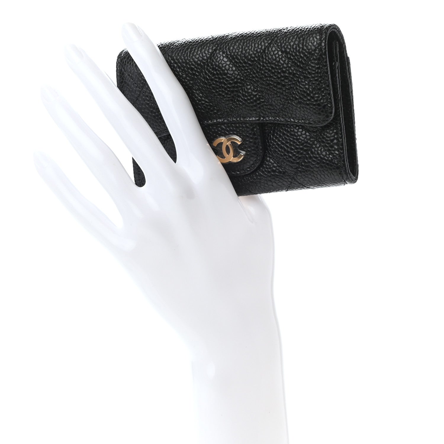 Chanel Caviar Quilted Flap Card Holder Wallet Black 2 of 8
