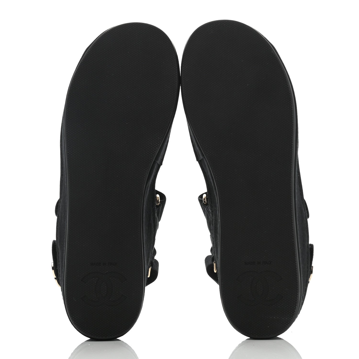 Chanel Grosgrain Crystal Logo Platform Sandals 37 Black 5 of 8