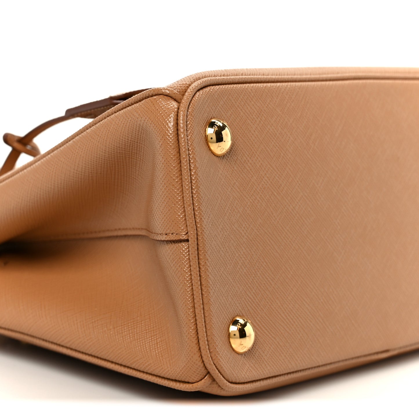 Saffiano Mini Galleria Double Zip Tote Caramel