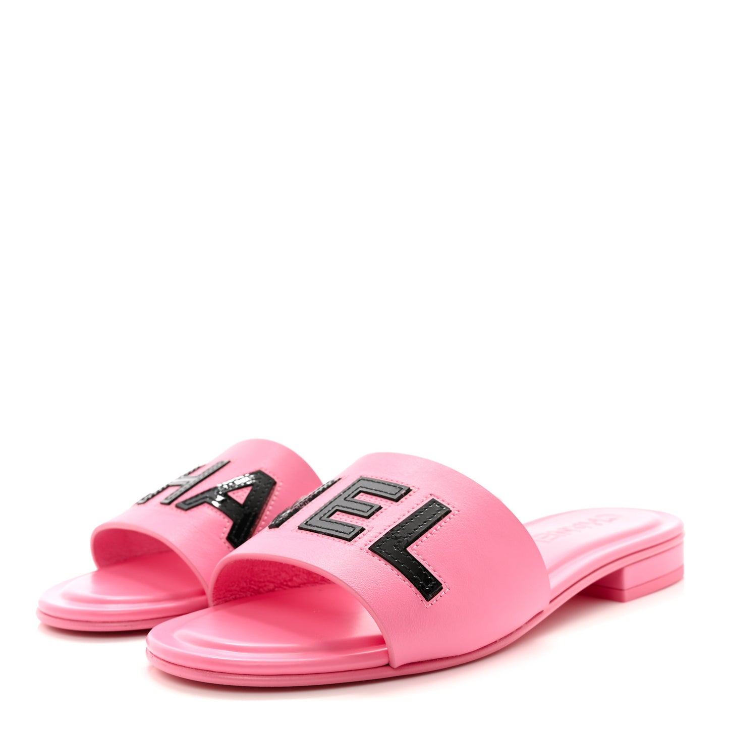 Calfskin Patent Calfskin Logo Mules 36 Pink Black