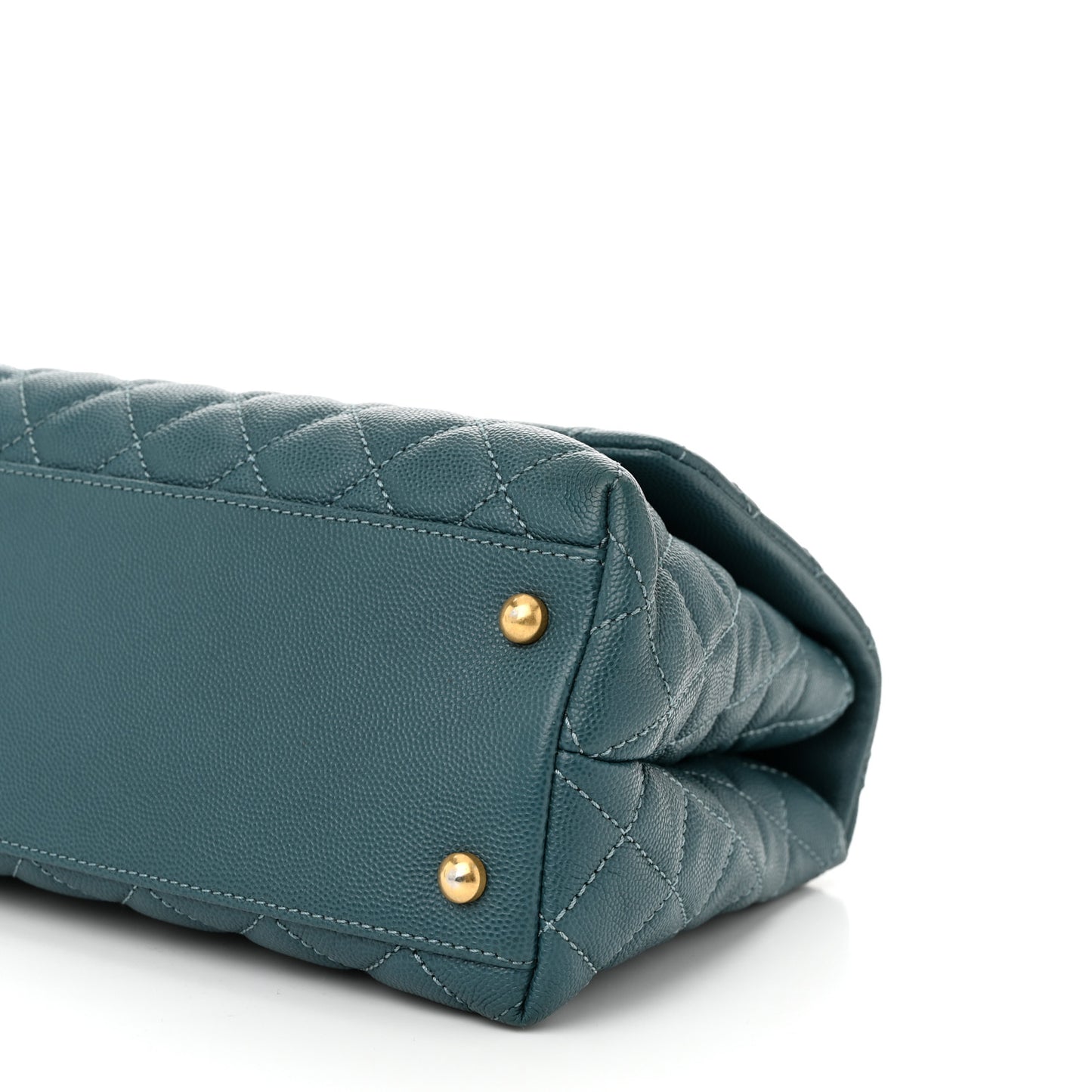 Caviar Lizard Quilted Small Coco Handle Flap Dark Turquoise