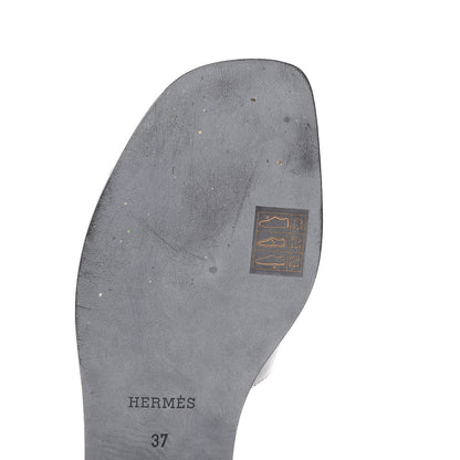 Hermes Box Calfskin Oran Sandals 37 Black 10 of 12