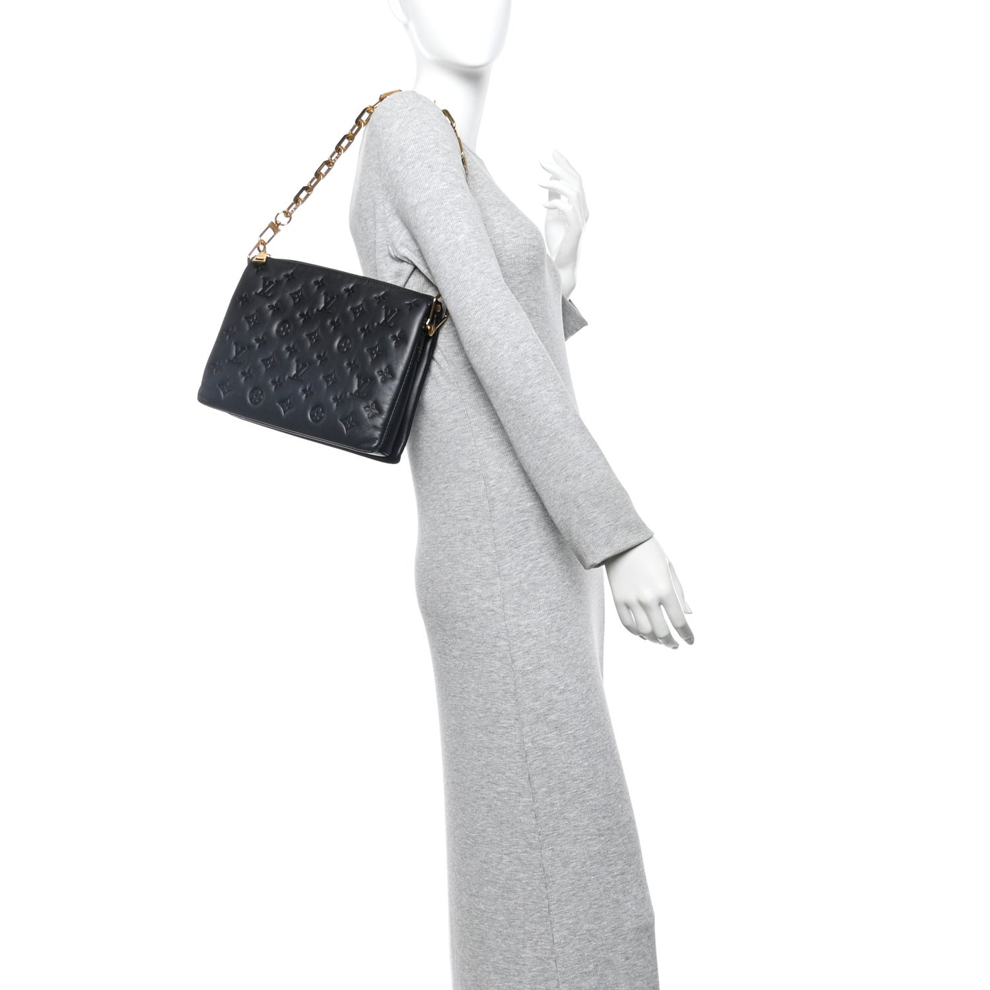 Lambskin Embossed Monogram Coussin PM Black