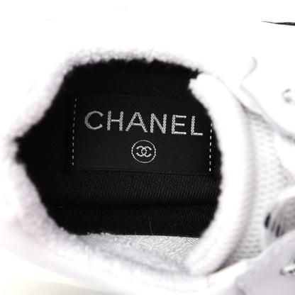 Chanel Calfskin Mesh Lycra Womens Logo Sneakers 39 White 8 of 10