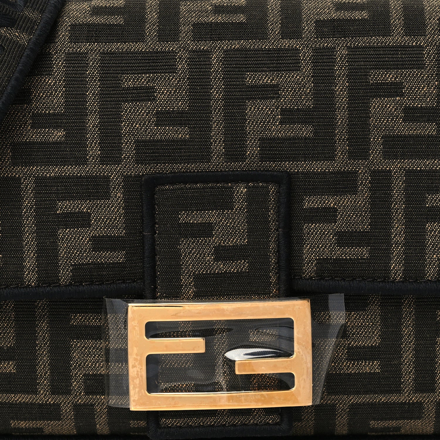 Fendi Fabric Jacquard FF 1974 Medium Baguette Tobacco Moro Black 10 of 13