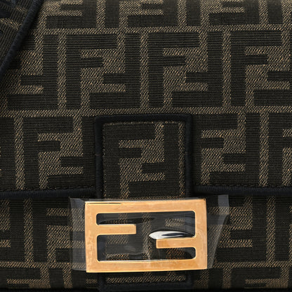 Fendi Fabric Jacquard FF 1974 Medium Baguette Tobacco Moro Black 10 of 13